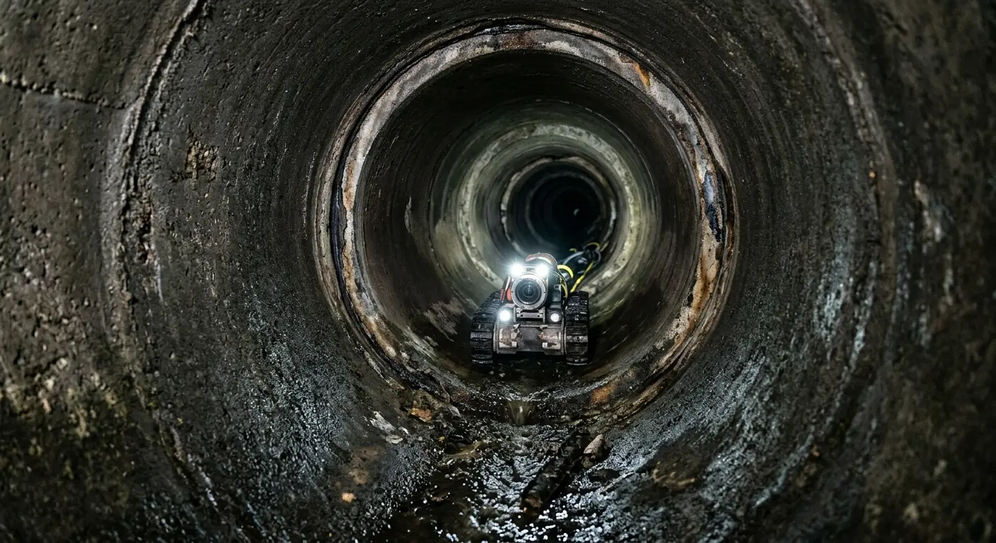 Robotic sewer camera inspecting pipe interior for Sewer Line Repair in Brookhaven